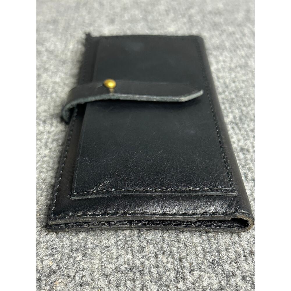 Madewell black leather Post wallet bifold tab closure sustainable 3.5x7.5 slim - Picture 5 of 9